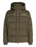 Mix Down Hooded Puffer Jacket Fôret Jakke Green Tommy Hilfiger