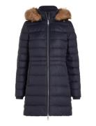 Tyra Down Coat With Fur Fôret Kåpe Navy Tommy Hilfiger