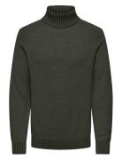 Onseddy Reg 7 Wool Roll Knit Tops Knitwear Turtlenecks Khaki Green ONL...