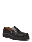 Slhhugo Leather Penny Loafer Mokasiner Lave Sko Black Selected Homme