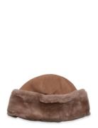 Dora Shearling Hat Accessories Headwear Beanies Brown Becksöndergaard