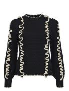 Objyaa L/S Knit Pullover Rep Tops Knitwear Jumpers Black Object