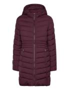 Chevron-Quilted Hooded Jacket Fôret Kåpe Burgundy Lauren Ralph Lauren