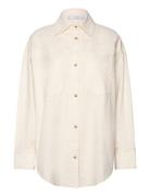 Shirt With Decorative Stitching Tops Shirts Long-sleeved Cream Mango