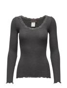 Rwbabette Ls U-Neck Lace T-Shirt Tops T-shirts & Tops Long-sleeved Gre...