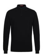 Cotton Long Sleeve Pique Polo Tops Polos Long-sleeved Black Superdry