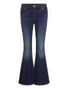 Flame Low Rise Slim Flared Leg Jeans Bottoms Jeans Flares Navy Weekday