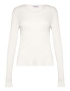 Sheer Rib Long Sleeve Top Tops T-shirts & Tops Long-sleeved White Week...