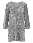 Vifaith V-Neck L/S Sequin Dress/Vol Kort Kjole Silver Vila