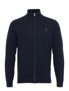 Md. Extrafine Lambswool Zip Card. Tops Knitwear Full Zip Jumpers Navy ...