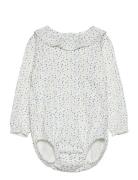 Floral Printed Body Bodies Long-sleeved White Mango