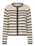 Striped Knitted Jacket Tops Knitwear Cardigans Cream Mango