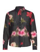 Reg Floral Ctn Silk Shirt Tops Shirts Long-sleeved Black GANT