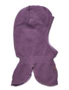 Balaclava Structure Knit Accessories Headwear Balaclava Purple Minymo