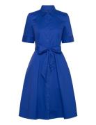 Belted Cotton-Blend Shirtdress Designers Knee-length & Midi Blue Laure...