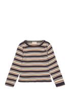 T-Shirt Ls Y/D Rib Tops T-shirts Long-sleeved T-shirts Multi/patterned...