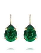 Mini Drop Clasp Earrings Gold Øredobber Smykker Green Caroline Svedbom