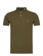 Slim Fit Mesh Polo Shirt Tops Polos Short-sleeved Khaki Green Polo Ral...