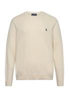 Cotton Wool-Lsl-Plo Tops Knitwear Round Necks Cream Polo Ralph Lauren