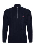 Tjm Reg Cable S Flag 1/4 Zip Tops Knitwear Half Zip Jumpers Navy Tommy...