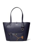 Faux-Leather Large Reversible Tote Bag Shopper Veske Navy Lauren Ralph...