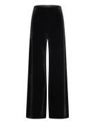 Velvet Wideleg Trousers Bottoms Trousers Wide Leg Black Mango