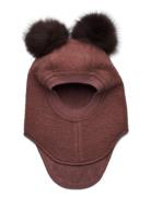 Balaclava Wool Alpaca Pompoms Accessories Headwear Balaclava Burgundy ...