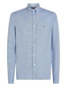 Brushed Linen Solid Sf Shirt Tops Shirts Casual Blue Tommy Hilfiger