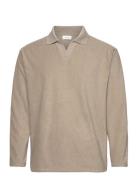 V-Neck Jacquard Polo L/S Tops Polos Long-sleeved Beige Lindbergh