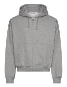 Boxy Midweight Zip Hoodie Tops Sweat-shirts & Hoodies Hoodies Grey Wee...