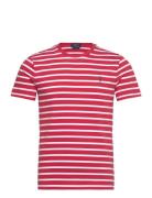 Custom Slim Fit Striped Jersey T-Shirt Tops T-shirts Short-sleeved Red...