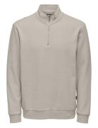 Onsceres Half Zip Sweat Tops Sweat-shirts & Hoodies Sweat-shirts Cream...