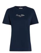 Reg Script C-Nk Tee Ss Tops T-shirts & Tops Short-sleeved Navy Tommy H...