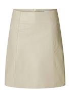 Slfnew Ibi Mw Leather Skirt B Noos Kort Skjørt Cream Selected Femme