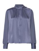 Althea Silk Top Tops Blouses Long-sleeved Blue Dante6