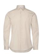 Poplin Stretch Slim Shirt Tops Shirts Business Beige Calvin Klein