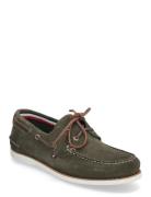 Th Boat Shoe Core Suede Båtsko Sko Khaki Green Tommy Hilfiger