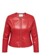 Carsaramy Faux Leather Jacket Otw Skinnjakke Skinnjakke Red ONLY Carma...