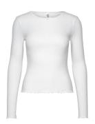 Top Pointelle With Lettuce Edg Topp White Lindex