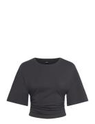 Soft Touch Ruched Tee Tops T-shirts & Tops Short-sleeved Black Gina Tr...