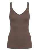 Rwbelle Sl V-Neck Elastic Top Tops T-shirts & Tops Sleeveless Brown Ro...