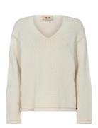 Mmbine Ls V-Neck Knit Tops Knitwear Jumpers Beige MOS MOSH