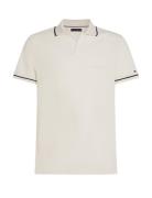 Open Collar Tipped Polo Tops Polos Short-sleeved White Tommy Hilfiger