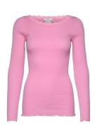 Organic T-Shirt W/Lace Tops T-shirts & Tops Long-sleeved Pink Rosemund...