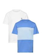 Color Block 2-P T-Shirts Tops T-shirts Short-sleeved Blue Calvin Klein