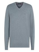 Essential Cotton V Neck Tops Knitwear V-necks Grey Tommy Hilfiger