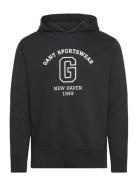 Graphic Sweat Hoodie Tops Sweat-shirts & Hoodies Hoodies Black GANT