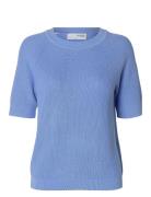 Slfelinna New Ss Knit Top Noos Tops Knitwear Jumpers Blue Selected Fem...