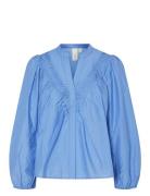 Yaselly Ls Shirt Tops Blouses Long-sleeved Blue YAS