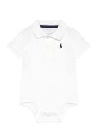 Cotton Interlock Polo Bodysuit Bodies Short-sleeved White Ralph Lauren...